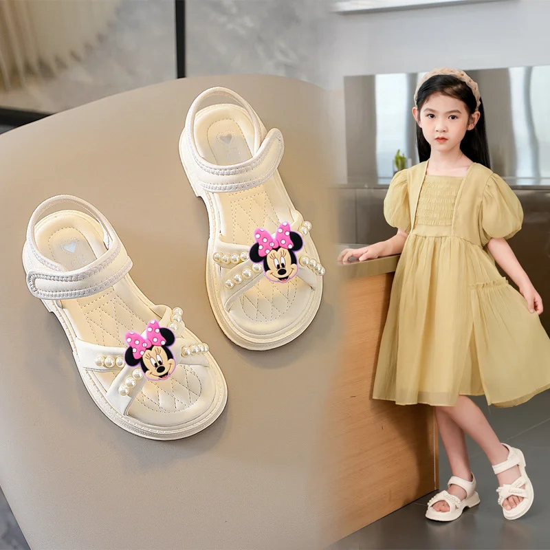 

Disney Mickey Mouse Kids Princess Sandals Summer New Girls Beach Shoes Medium Large Kids Girls Soft Sole Peep Toe Toddler Shoes