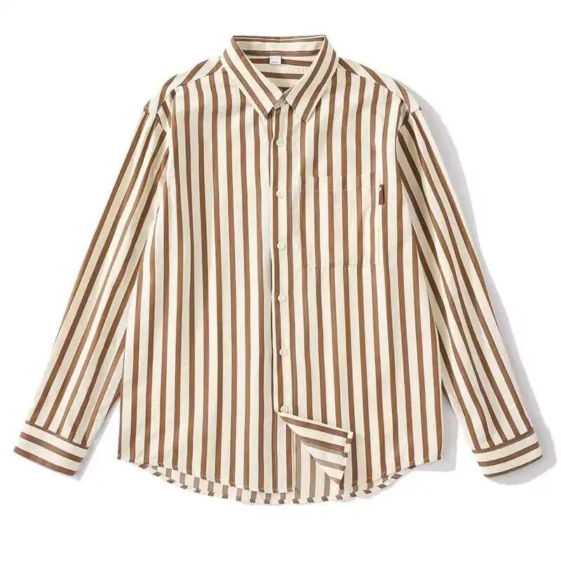 

Casual Striped Long Sve irt Men's Spring Autumn Thin Sun Protection Couple's Outerwear irt Youth ular Loose Fit