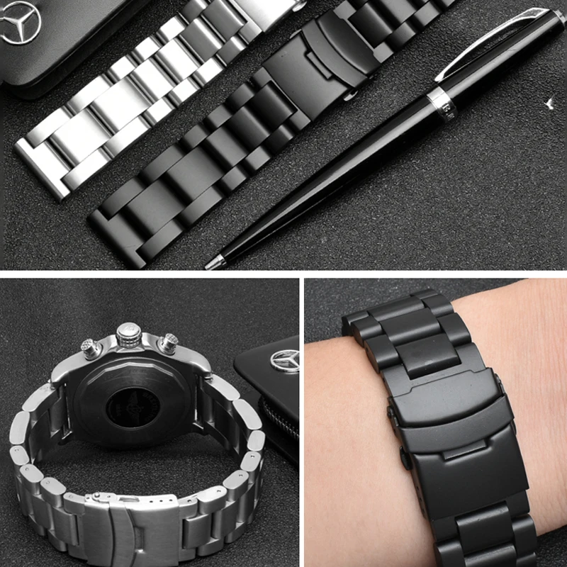 Solid Thickening 5.5mm 316L Stainless Steel Watchbands for Panerai Breitling Watch Band 22mm 24mm 26mm Metal Strap Wrist Bracel