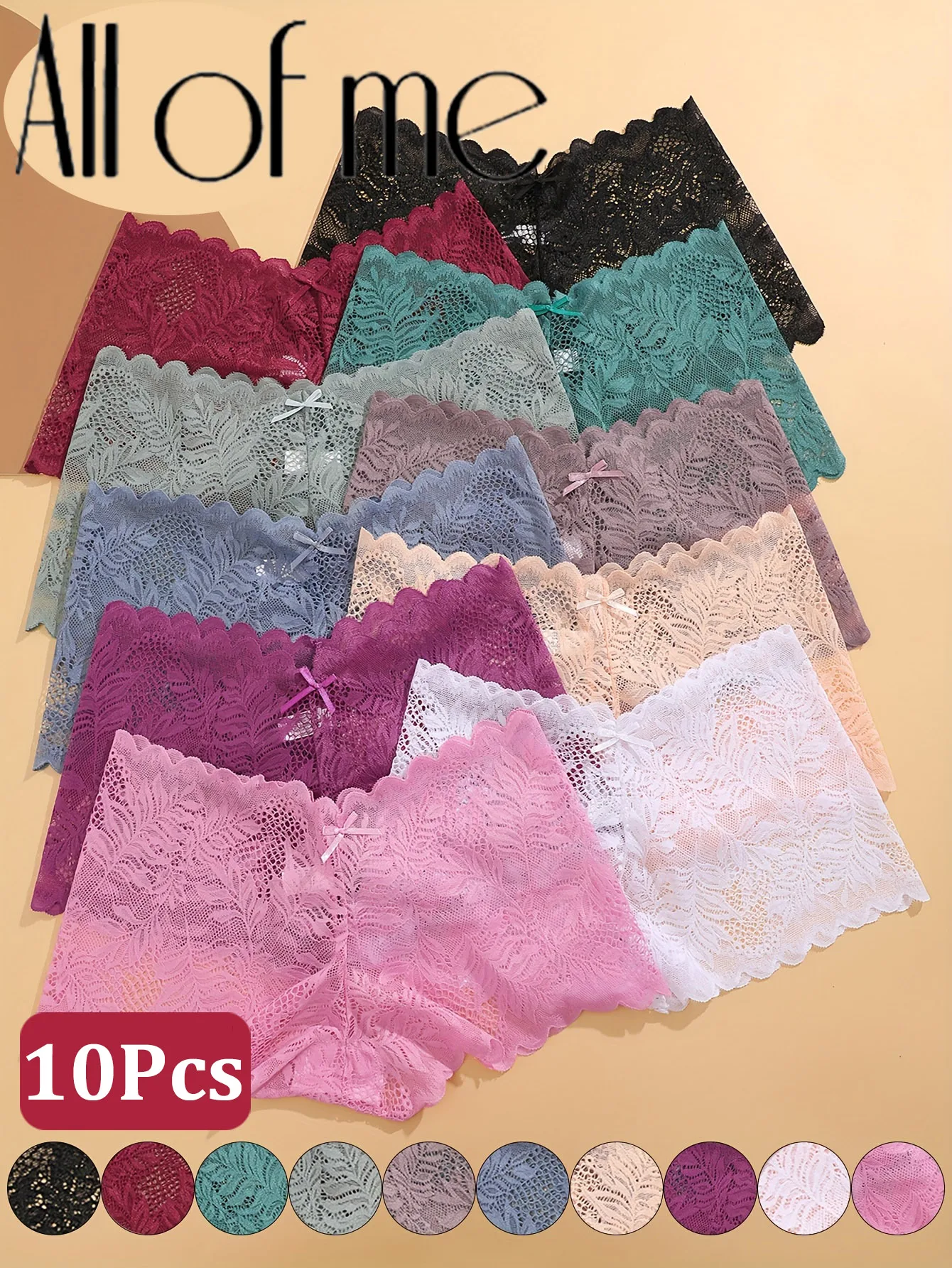 10Pcs/Set Sexy Lace Boyshort Panties For Women Low-Rise Floral Underwear S-XL Girls Sexy Panties Ladies Lace Underpants Lingerie