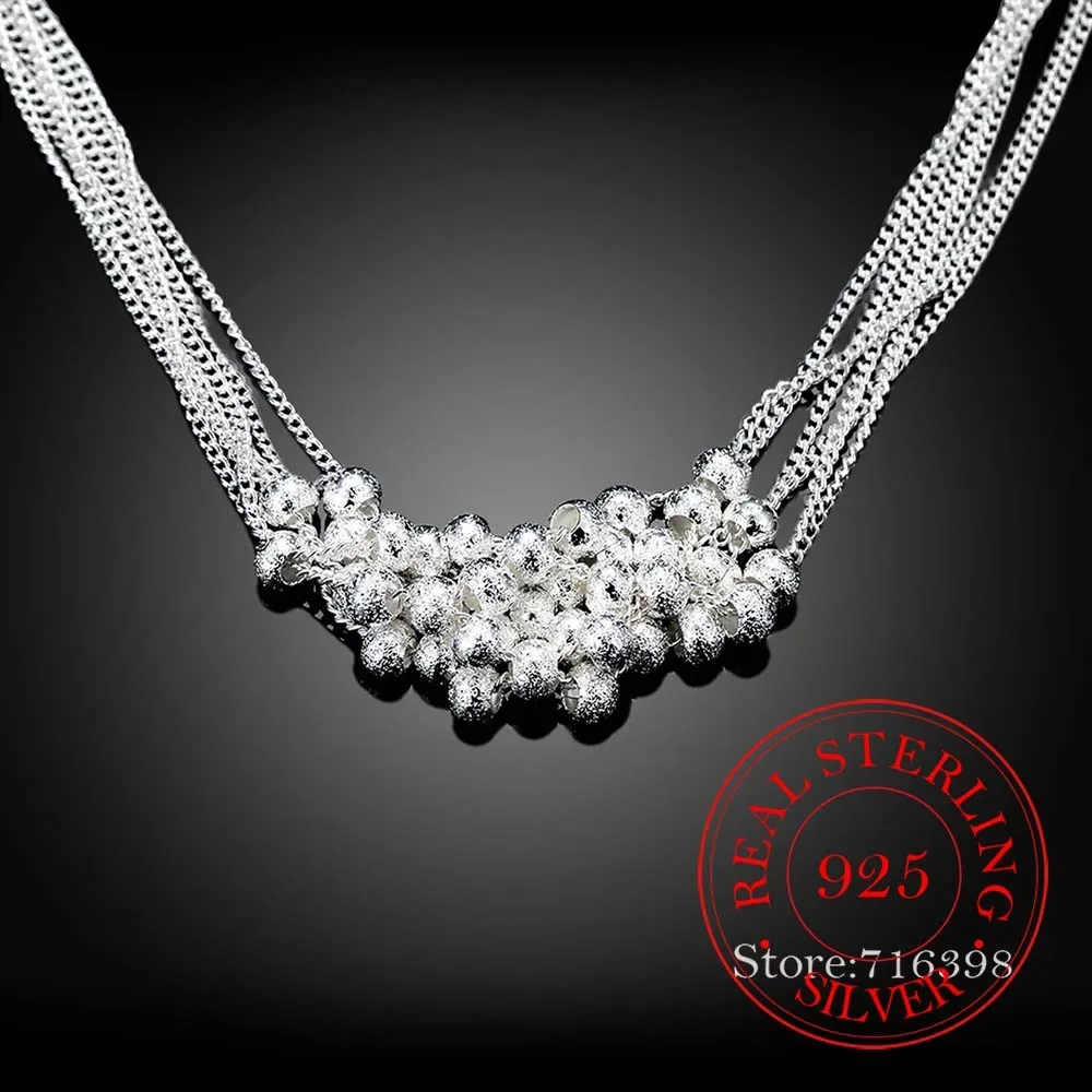 Ожерелье из серебра 925 пробы для женщин, ювелирные изделия, оптовая продажа, настоящие чистые шесть кисточек, бусины, ошейники OL, женские простые специальные брендовые подарки