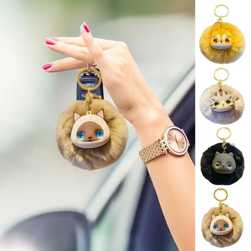 Cat Keychain Plush Cartoon Cat Plush Bag Pendant Keychain Creative Hangable Decorative Suspending Ornaments For Bags Keys