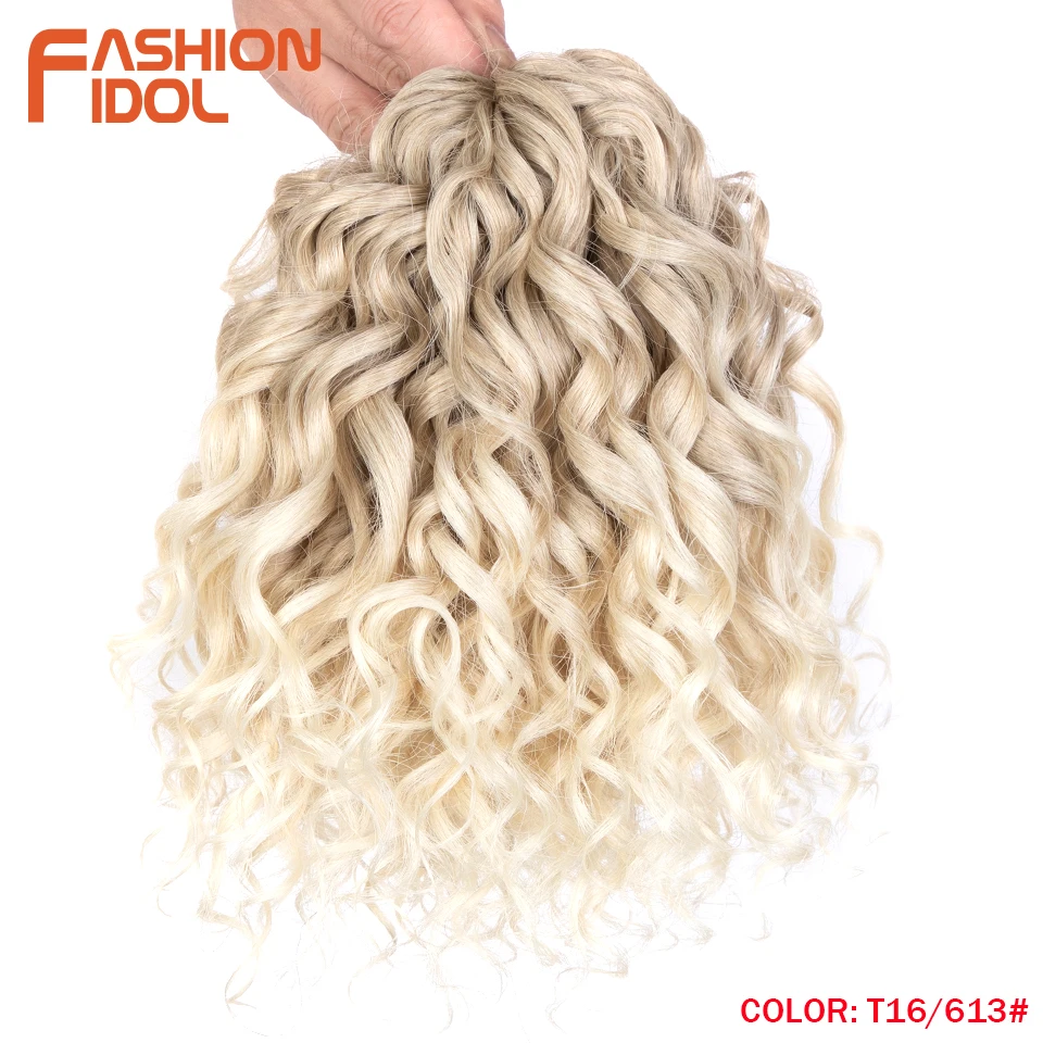 FASHION IDOL Afro-Lockenhaar, Häkelzöpfe, 25,4 cm, gedrehtes Häkelhaar, synthetische Ombre-Braun-Haarverlängerungen mit tiefem Wellenmuster – Detail 13