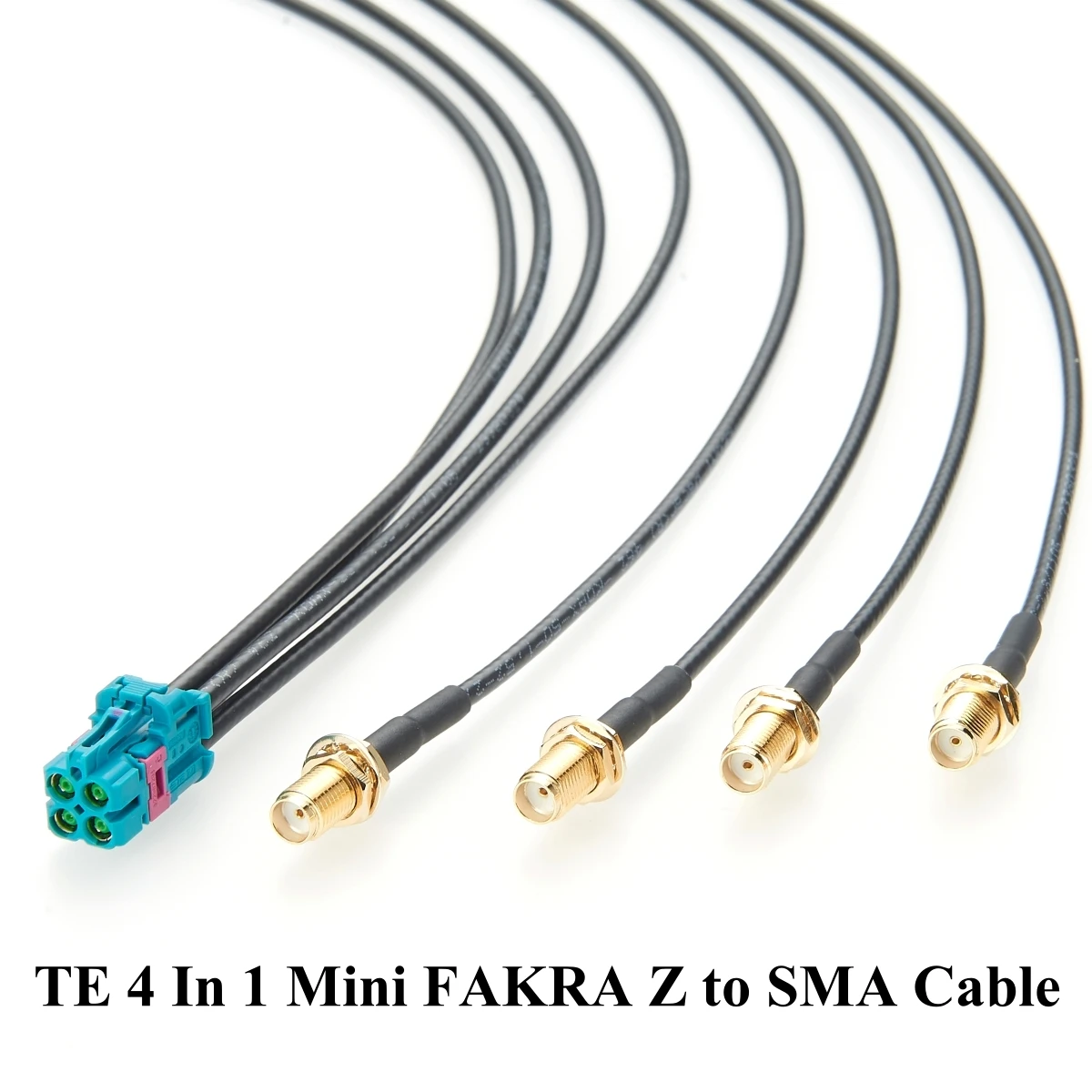 

TE Quad Mini Fakra Z Code Female to SMA Female Четырехпортовый разветвительный кабель 1-2298721-9 Mini Fakra to SMA GPS Кабель антенны камеры