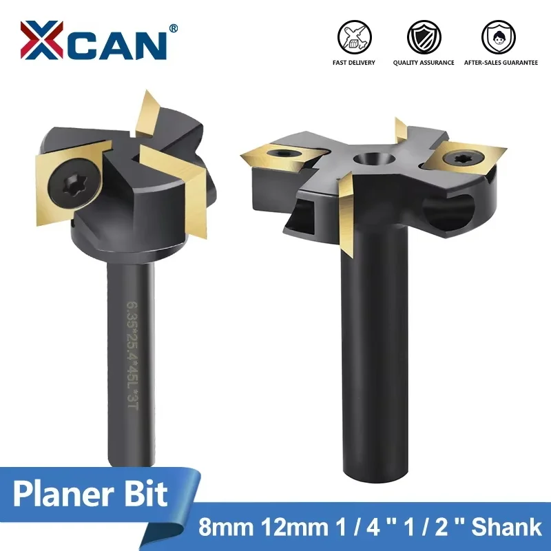 

XCAN Spoilboard Surfacing Route Bit 8mm 12mm 1/4'' 1/2'' Shank Carbide Insert Slab Flattening Wood Planer Bit CNC Milling Cutter