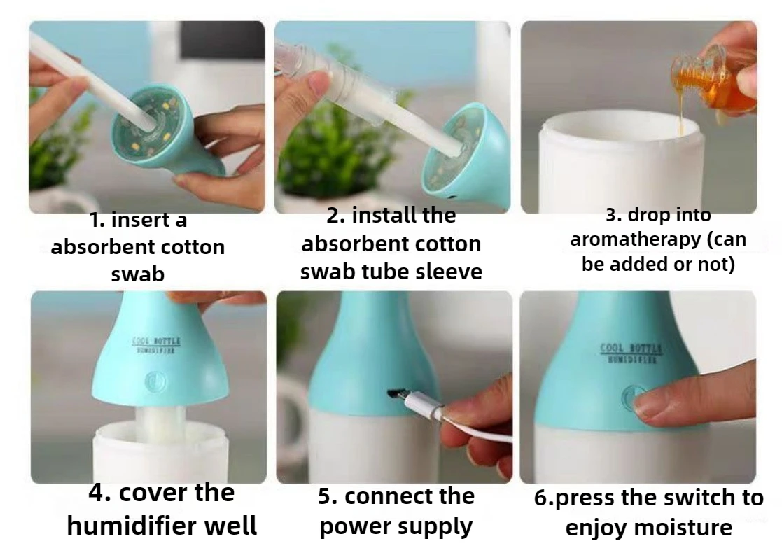 Umidificatore d'aria Casa Camera da letto Piccolo mini ufficio Desktop Umidificatore per aromaterapia di grande capacità e alto valore con luce notturna