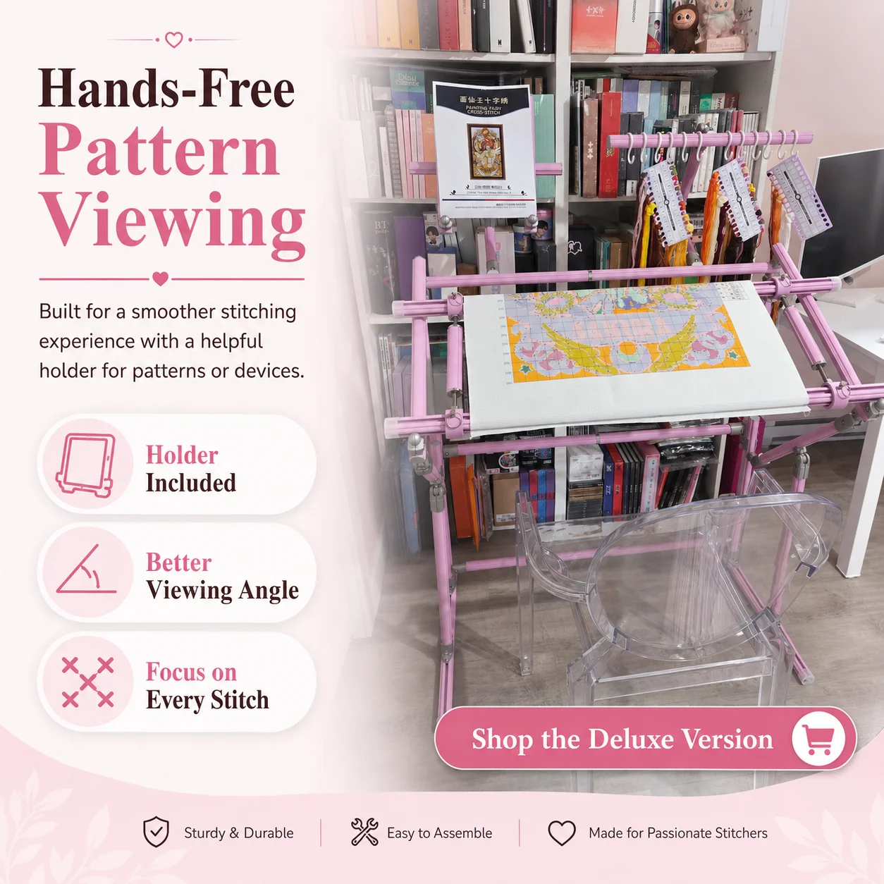 Adjustable Aluminum Cross Stitch Stand Base Embroidery Frame Holder Floor Sofa Bed Table Needlework Scroll Frame Support