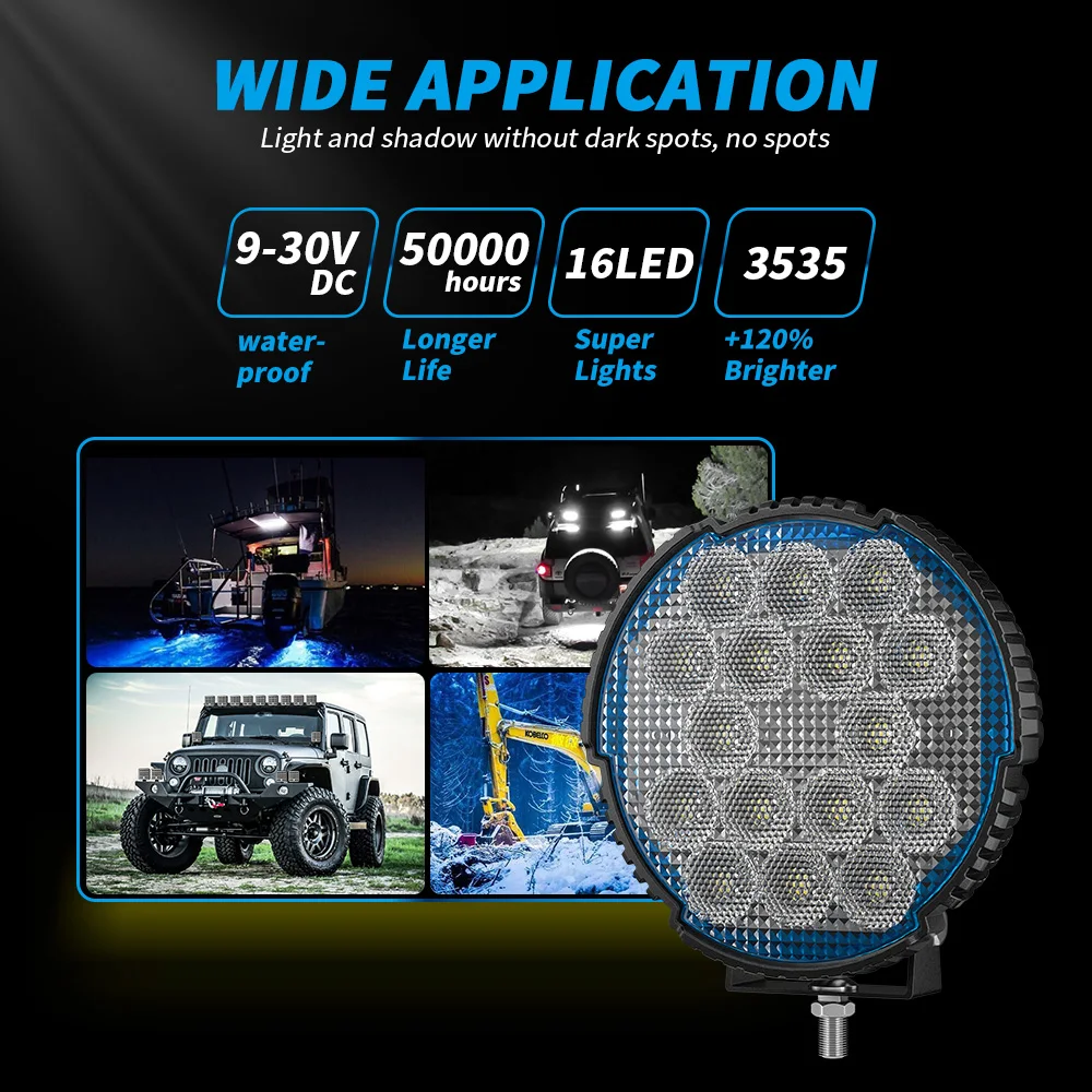 4.7 بوصة أضواء العمل المستديرة 9-32 فولت 45 واط السيارات LED على الطرق الوعرة مركبة تعديل الكاشف رصف ATV SUV 5X5 قارب جيب المصابيح الأمامية