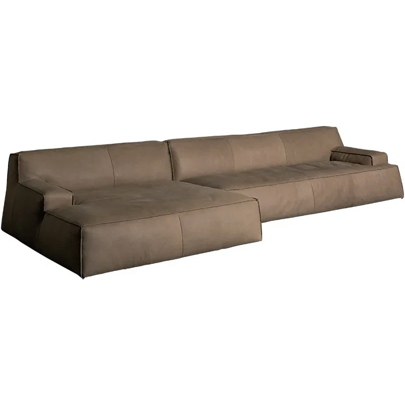 

Cowhide Damascus wabi sand frosted leather designer sofa