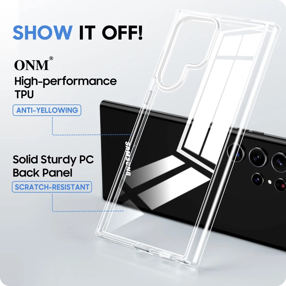 Crystal Clear Case for Samsung Galaxy S23 S22 S21 Plus Ultra FE Flexible Soft Frame + PC Hard Back Cover Crystal Protective Case image 3