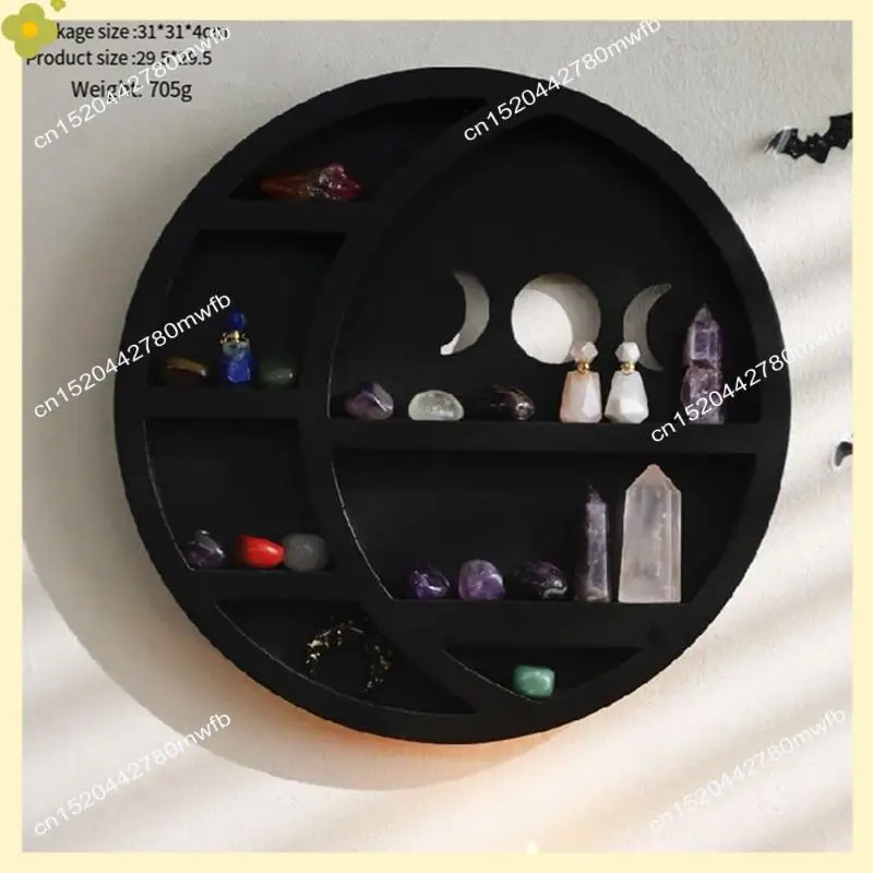 LDHL Crescent-Moon Shelf For Crystals Crystal Shelf Display For Wall, Moon Wall Decor Moon Phase Wall Decor For Bedroom Durable