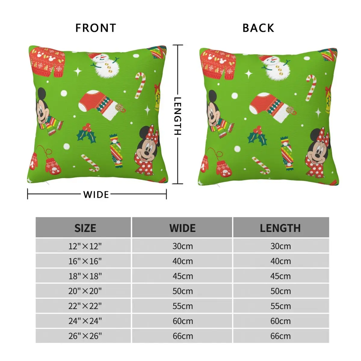 Minnie Mickey Mouse Christmas Pillowcase Double-sided Printing Polyester Cushion Cover Throw Pillow Case Cover Home Zippered