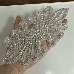 2PCS   Rhinestone crystal applique glass patch decoration DIY Iron on bridal headwear wedding shoe clothes accessories