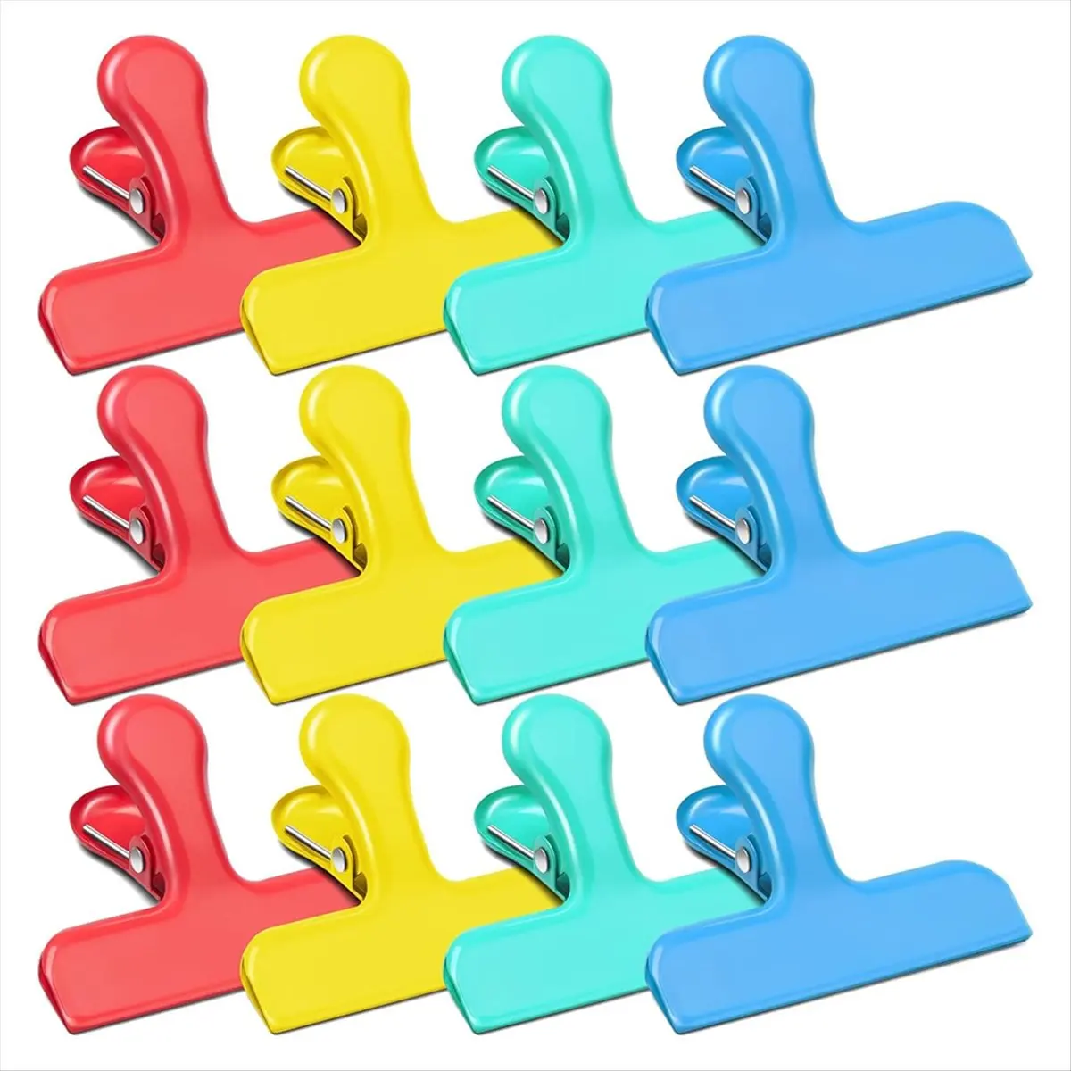 ABNH Wide Stainless Steel Clips, Bag Clips Food Clips Potato Chip Clips, Heavy Duty Metal Bag Closer,Snack Clamps 12pcs