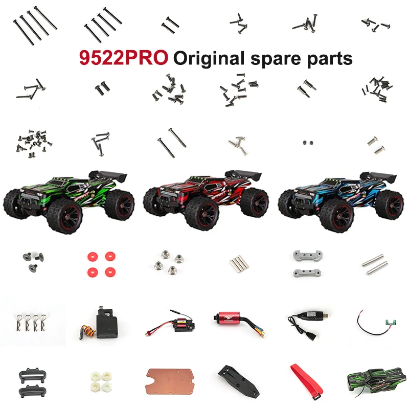 

WLtoys 9522PRO Original Accessories Parts Screws-Tire Bolts Connectors ESC Motors Charging Cables Headlights Body Shell Receiver