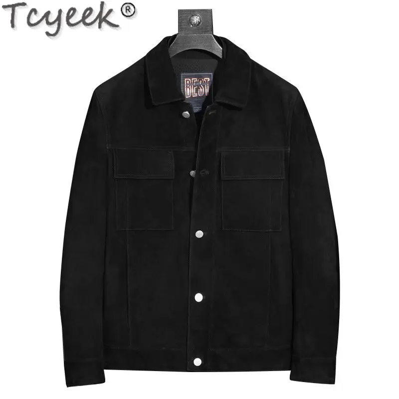 Tcyeek Korean Genuine Leather Sheepskin Coat Fashion Thin Leather Jackets Man Clothing Fall Short Motocycle Jacket Men Jaquetas