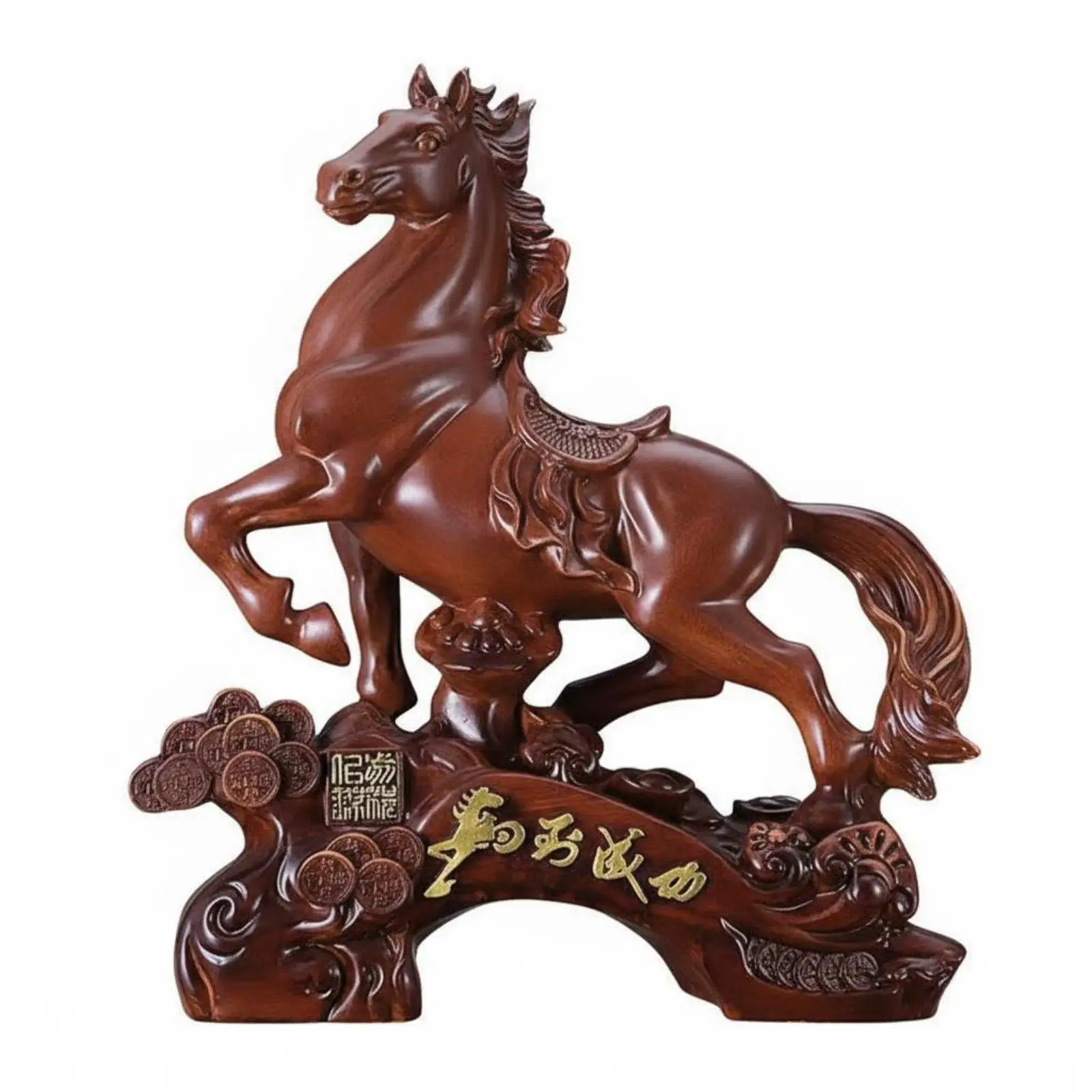 Feng Shui Horse Ornament Resin Sculpture Office Figurine Success Wealth Symbol for Desk Decoration Business Gift Housewarming
