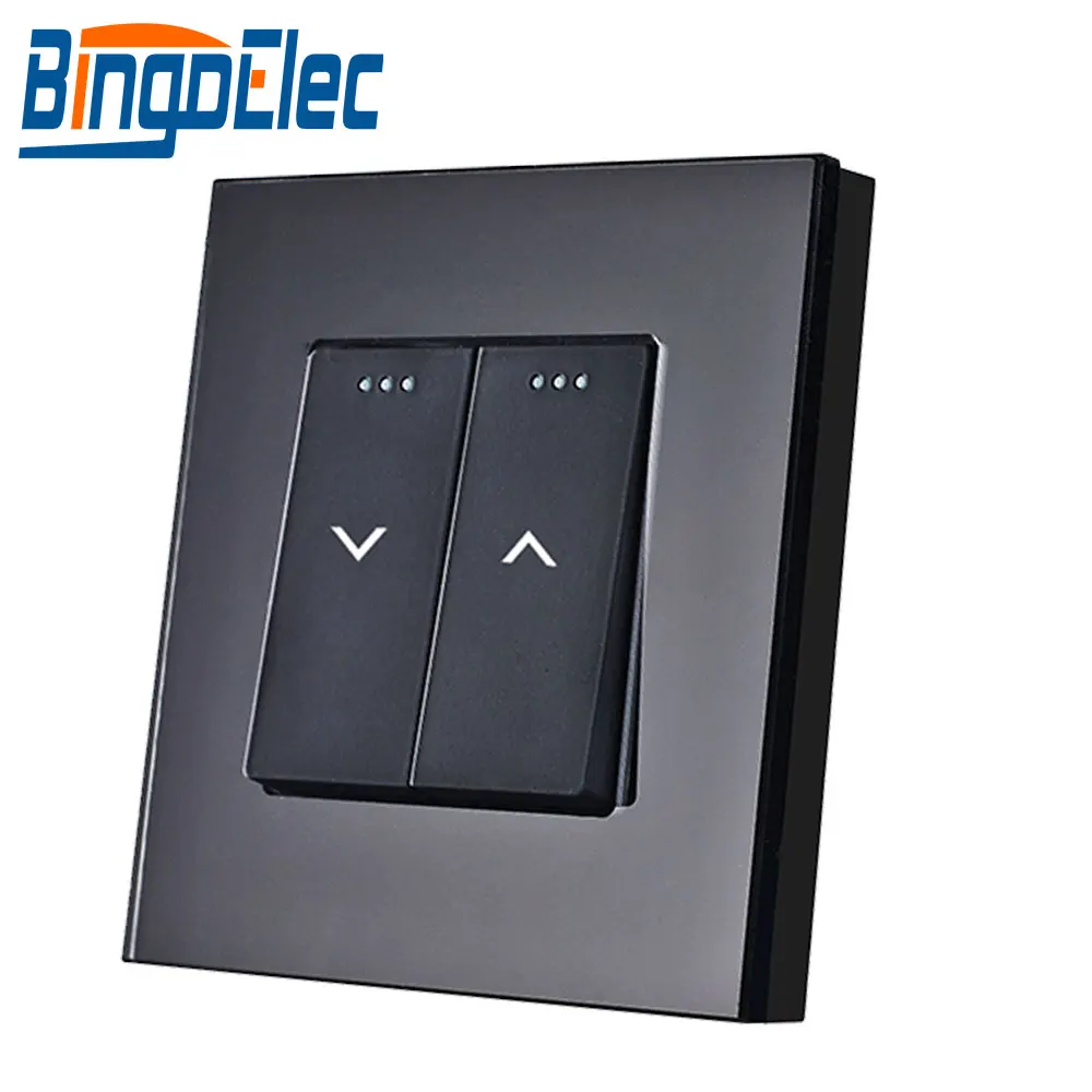 Bingoelec Push Curtain Switch Crystal Glass Panel Blind Switch EU Standard Roller Shutter Switch AC 240 V