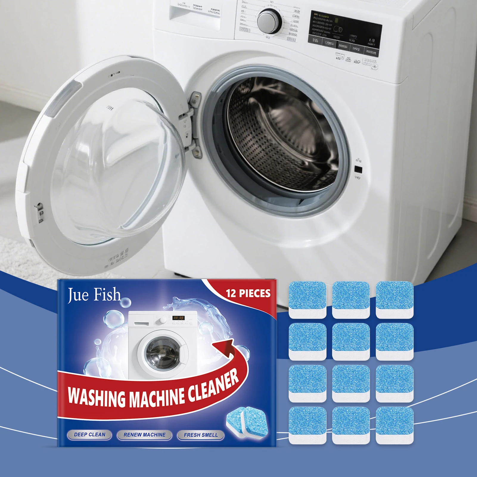 12pcs/Box Washing Machine Cleaner Tablets,Deep Cleans And Removes Buildup Effectively Deodorizer For Front Top Load Washer
