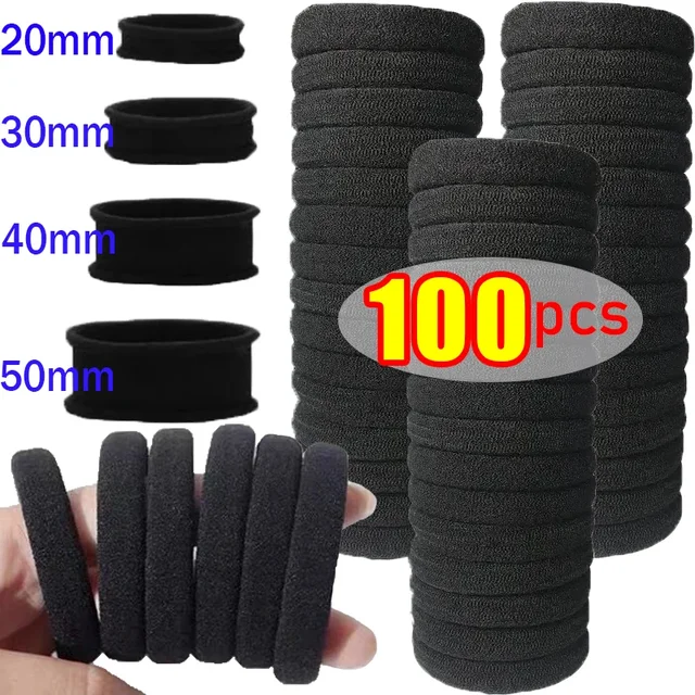 10/100 sztuk czarne podstawowe opaski do włosów kobiety dziewczęta proste wysokie elastyczne gumowe liny Scrunchies opaska na głowę krawaty kucyk posiadacze 2-5cm