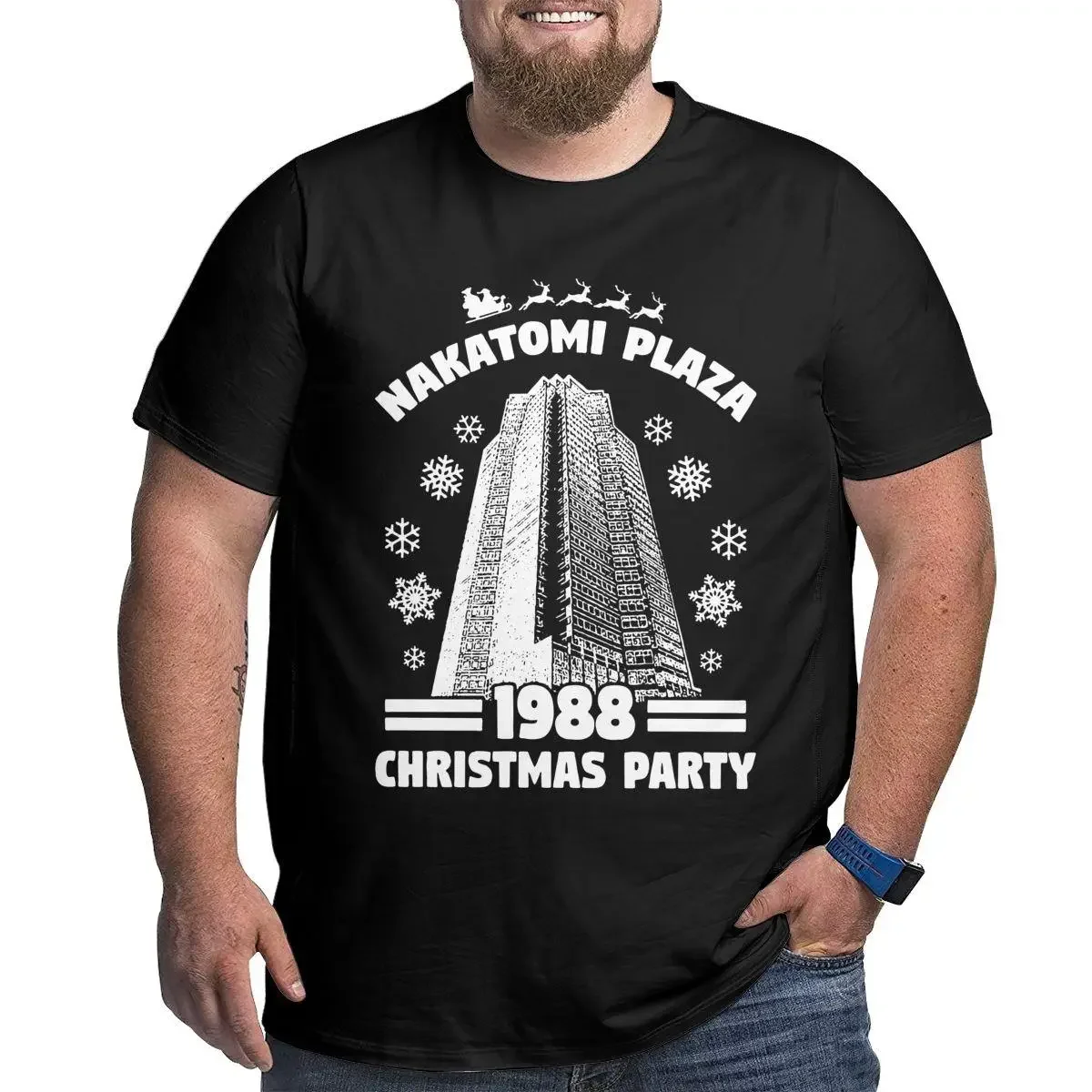 Men's Nakatomi Plaza T Shirt Christmas Party 1988 Tops Funny Short Sleeve Crew Neck Big Tall Tee Shirt Large 4XL 5XL 6XL T-Shirt