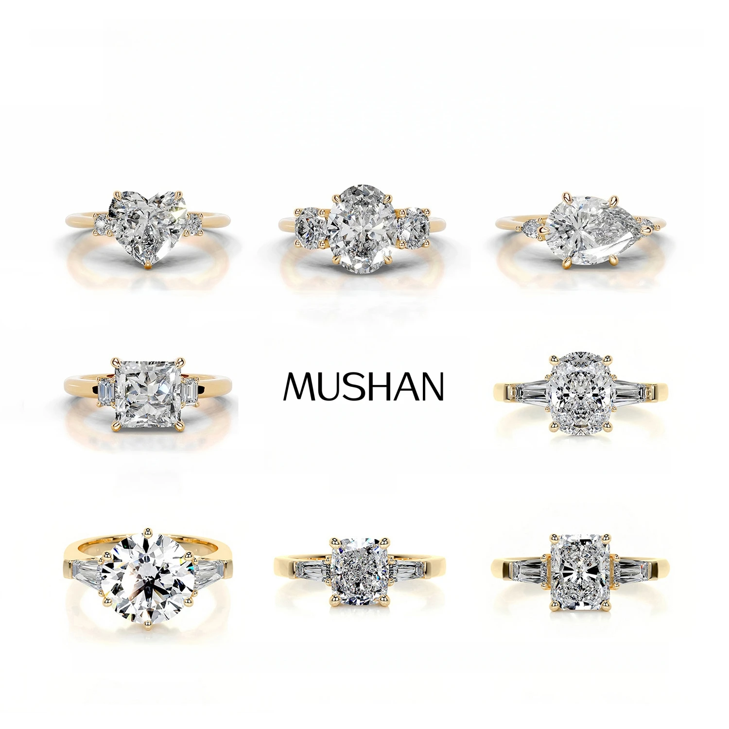 

MuShan Luxury Jewelry 925 Sterling Silver Ring Moissanite Diamond Gift Ring Women 18K Real Gold Plated MST Patent GRA Jewellery