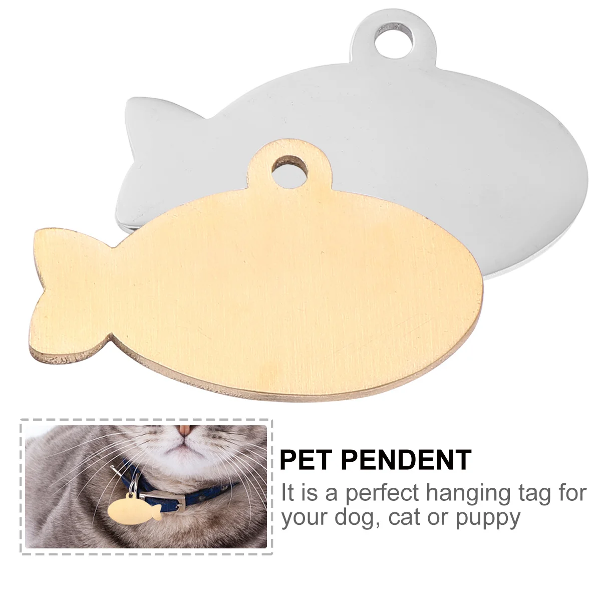 

2Pcs Cat Identity Tag Fine Polished Stainless Steel Pet Tag for Dog Cat Puppy Id Hanging Eye Catching Design Pet Tags