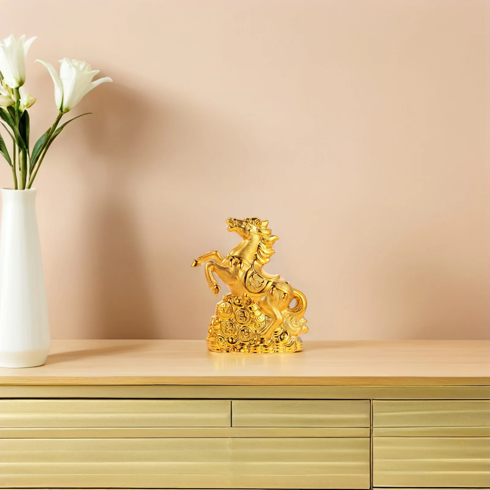 Zodiac Animal Money Box Ceramic Horse Sculpture Decorative Cash Holder for Office Entryway Shelf Small Horse Ornament Gift