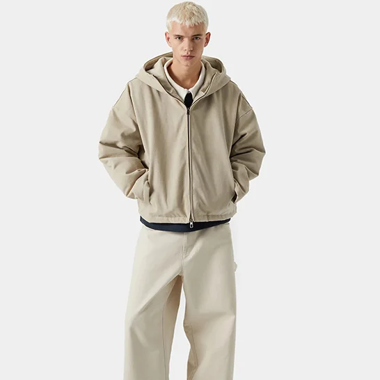 

Women's Canvas Hooded Windproof Jacket Pure Color Long Sleeves Coat Commuter Clothing Women's Fall Winter New Casual Clothes