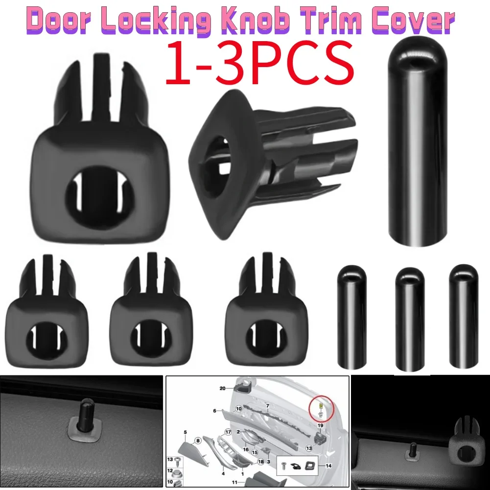 1-3Pcs Door Pin Guide Trim Panel Locking Knob Button Black Cover ABS+ PC Car Interior Accessories For BMW 5 Series F10 F18