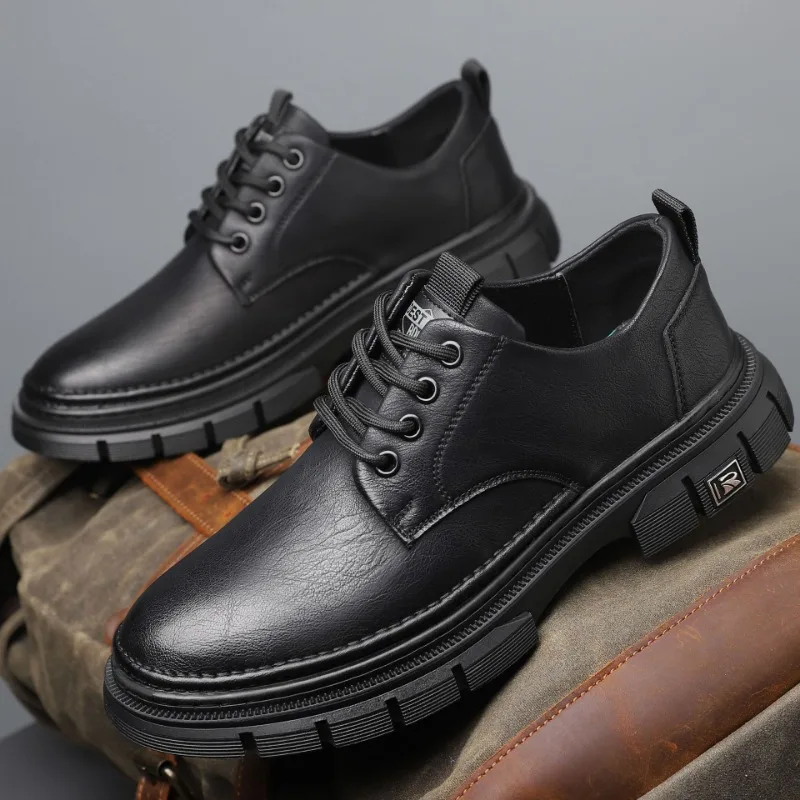 Spring Autumn Platform Shoes for Man Designer Soft-soled Casual Men\'s Driving Shoes Fashion Solid Color Business Men Dress Shoes