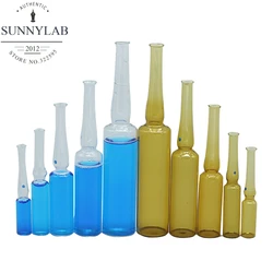 100pcs/lot Glass ampoule Transparent/Brown Injection Bottle easy breaking Curved neck easy to fold ampoules