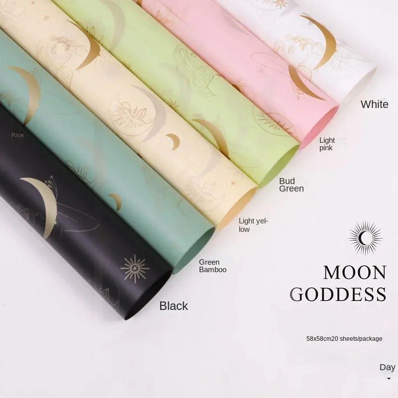 

20pcs/new 58x58cm Moon Goddess Pattern Waterproof Flower Wrapping Paper Birthday Gift Packaging Tissue Paper Florist Supplies