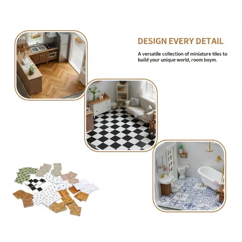 

Miniature Dollhouse Square Floor Tiles 0Pcs :6 :2 French Flower Bricks DIY Decoration for Kids Toy House Model