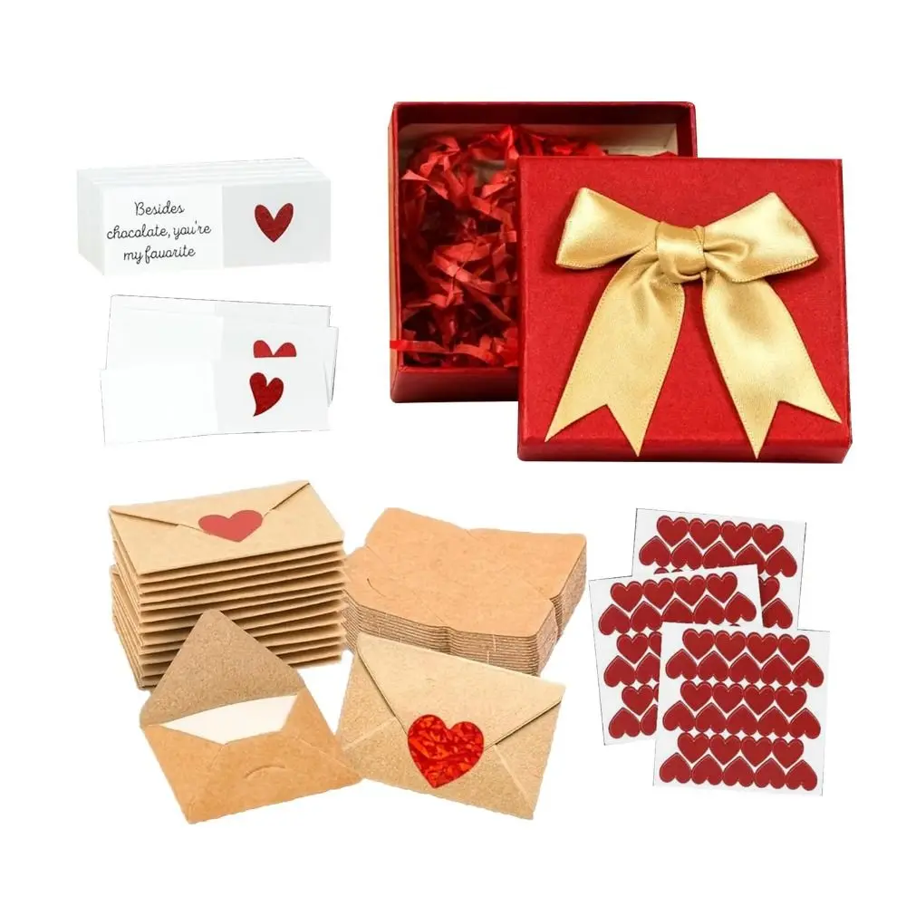 

Набор из 30/60 готовых открыток-посланий с конвертами, пустые мини-открытки, элегантная коробка, DIY-набор для любовных посланий, наклейки-сердечки