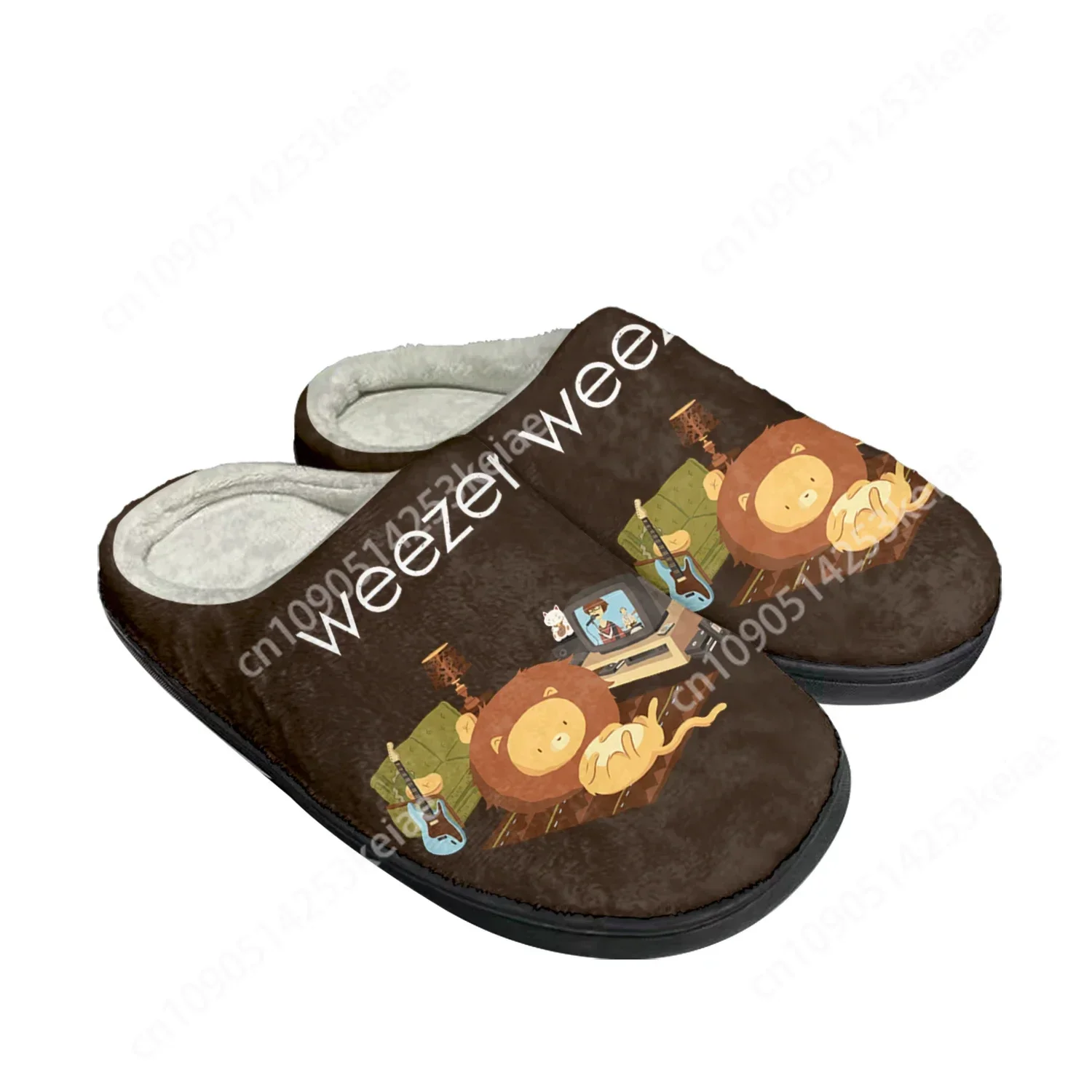 Weezer Pop Rock Band Home Cotton Custom Slippers Mens Womens Sandals Plush Bedroom Casual Keep Warm Shoe Thermal Slipper Black