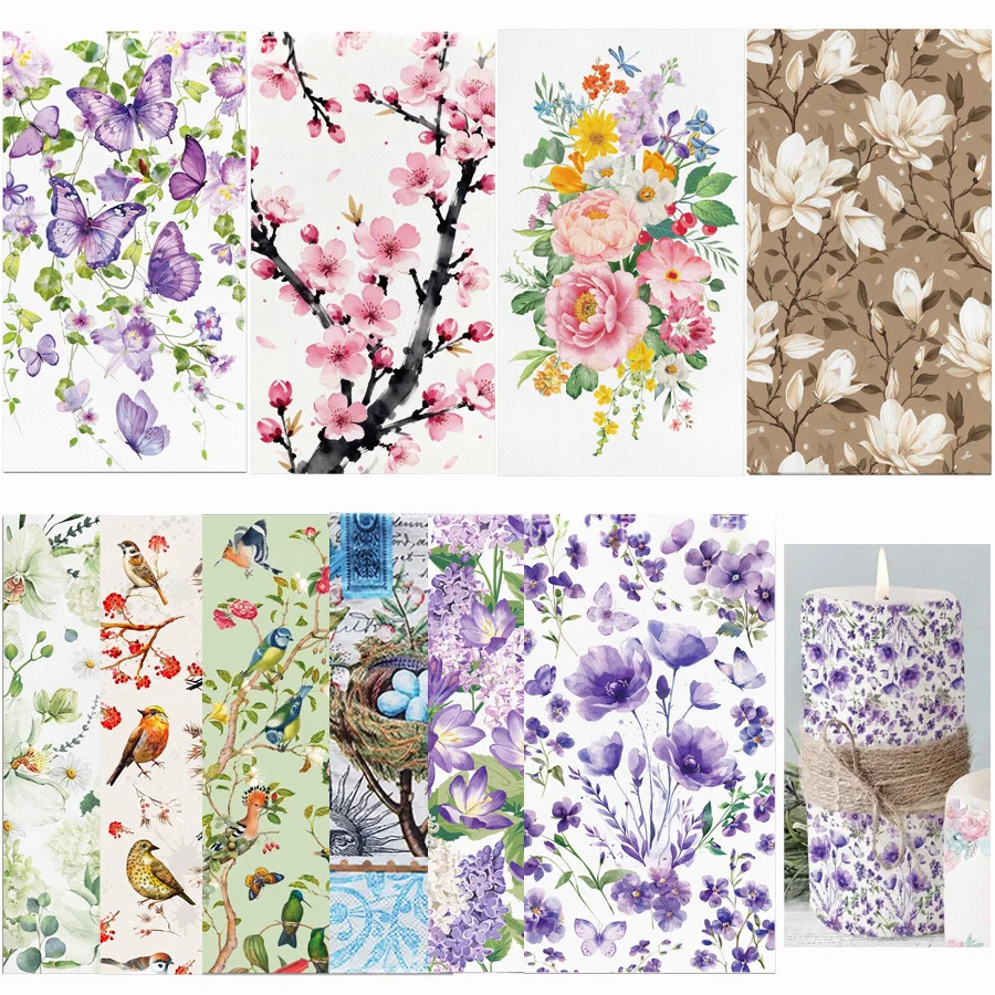 20 serviettes en papier jetables à 2 plis, motif floral papillon violet et hortensia, pour les fêtes nuptiales, le découpage artisanal et la décoration