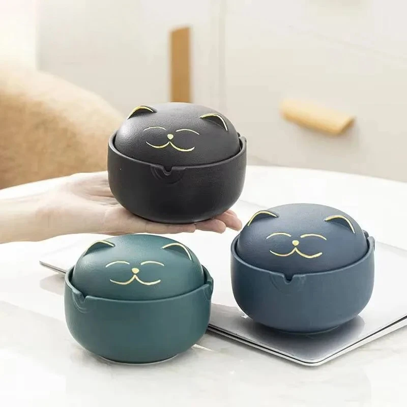 

Lucky Cat Ceramic Ashtray Aesthetic Tobacco Shop Tobacco Smoke Odor Removal Ash Tray Weed Smoking Tearoom Supplies Gift