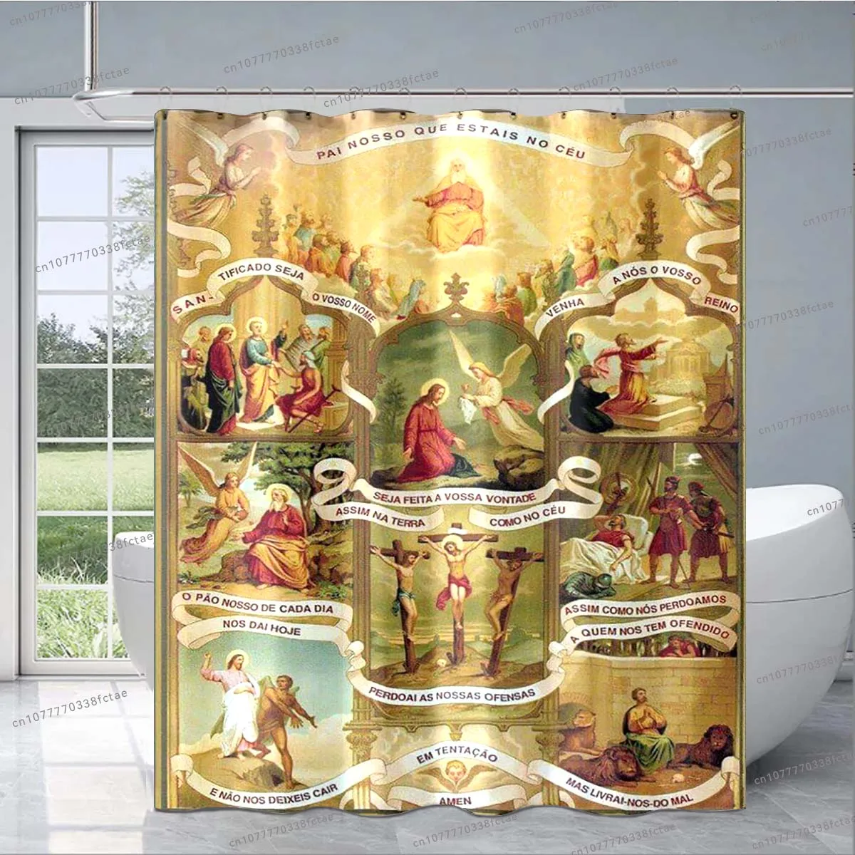 Jesus Pattern Shower Curtain Christianity Prayer Shower Curtain Adult Kid's Bathroom Decoration Shower Curtain Exquisite Gift