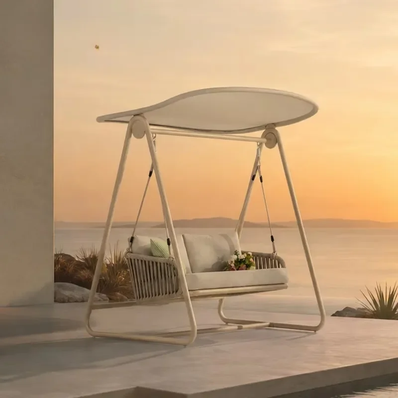 Double Hanging Egg Swing Chair with Aluminium Frame and Outdoor Rope for Garden for Villa&Hotel Outdoor