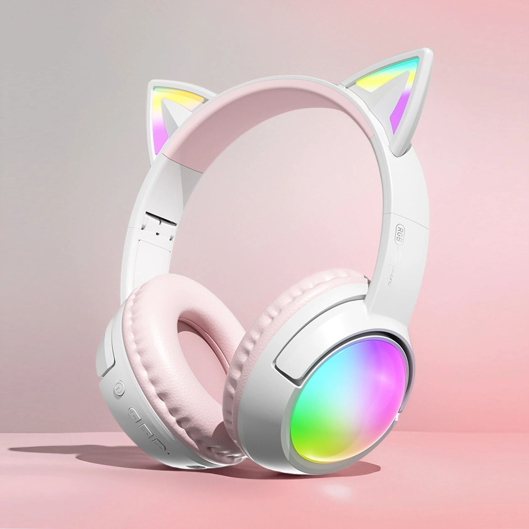 

Складные беспроводные наушники с кошачьими ушками и RGB-подсветкой, длительное время работы от аккумулятора 350 мАч, Bluetooth 5.4, HiFi-звук, светодиодная подсветка ушей, совместимость с...