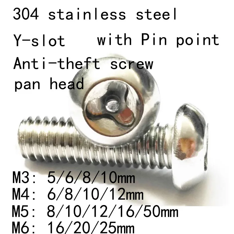 M3 M4 M5 M6 304 Stainless Steel Pan Head Y-Slot Torx Screws Triangle Groove With Pin Point Round Header Anti-Theft Machine Screw