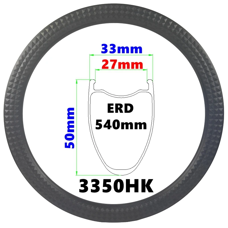 3350HK Armored-shaped Surface Carbon Rims 700C Wide Gravel Rim 33MM Lightweight Gravel Bike Rim Tubeless 28H