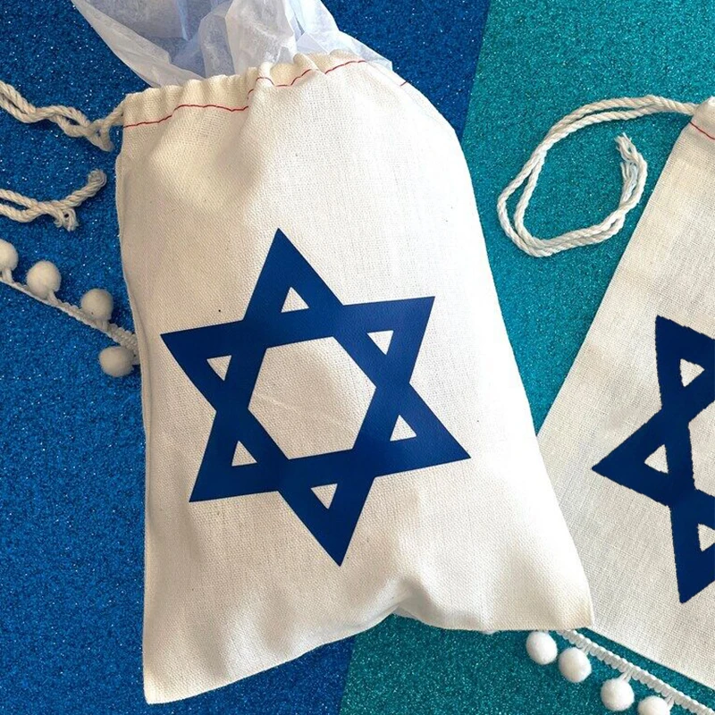 

5pcs Menorah dreidel Star of David Bags Happy Hanukkah Chanukah Jewish Holiday Festival of Lights kid children boy girl gift