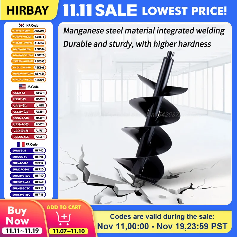 Double Blade Alloy Earth Auger Bit Made Of Manganese Steel High Power Spiral Design For Professional Ground Drilling Work