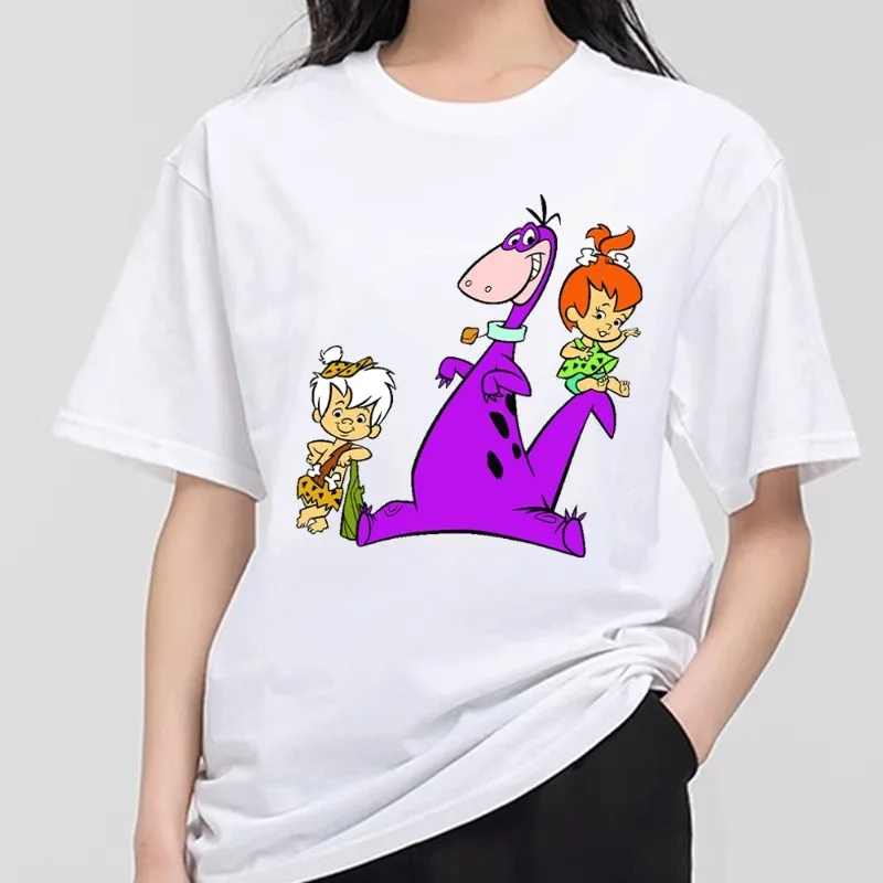 The F-Flintstones T Shirt Men Couple Combination Clothes Short Sleeve Collar Fashion T-shirt Women Cotton