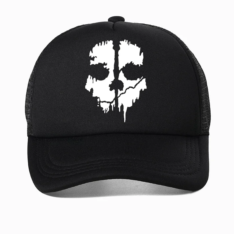 Call Of Duty FPS Shooting Game hat For Men Fashion Ghost Head Skull print Baseball Cap cool men Mesh Breathable sunhat bone
