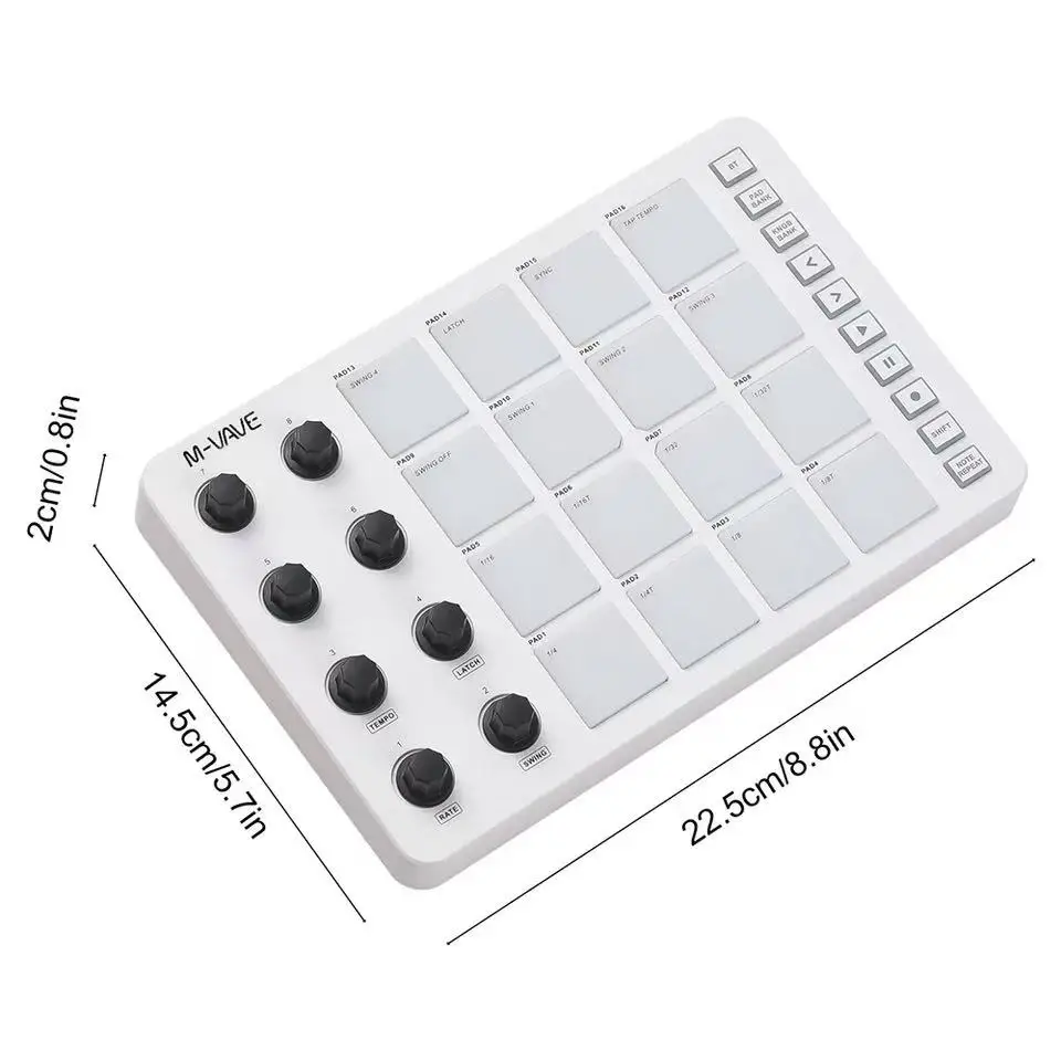 M-VAVE SMC-PAD Launch Pad USB-C Interface Portable Design Small Wireless MIDI Controller Suitable Percussion Keyboard