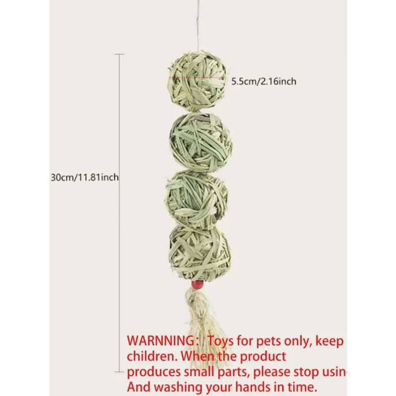 1 قطعة-الحيوانات الأليفة أرنب العشب المنسوجة الكرة معلقة سلسلة أرنب لعبة طحن