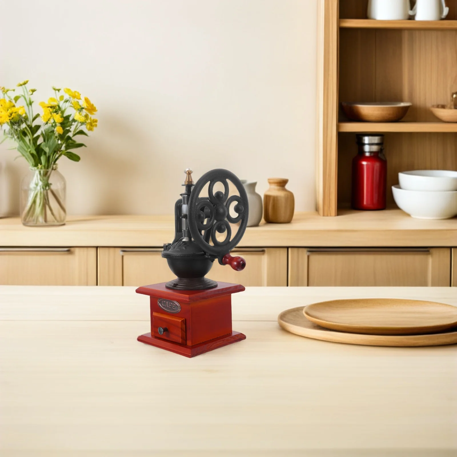 

Ретро-ручная кофемолка с механическим приводом, традиционная мельница для зерен, кухонный инструмент для эспрессо и специй, компактная, портативная